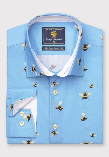 Regular Fit Bumble Bees Print Cotton Shirt
