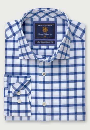 Regular Fit Navy Check Cotton Oxford Shirt