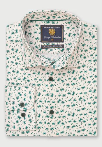 Jade Mini-Palm Print Cotton Oxford Shirt
