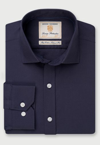 Regular Fit Navy Single Cuff Shirt