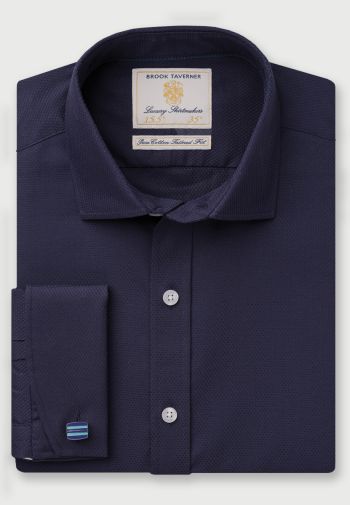 Tailored Fit Navy Double Cuff Shirt