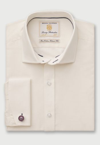 Tailored Fit Cream Double Cuff Shirt
