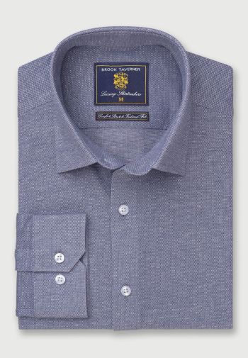 Regular and Tailored Fit Navy Knitted Shirt