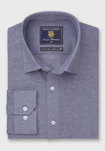 Regular and Tailored Fit Navy Knitted Shirt