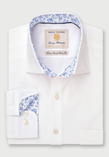 Regular Fit Plain White Business Casual Stretch Cotton Shirt