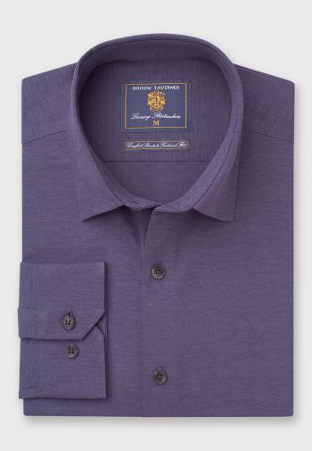 Regular and Tailored Fit Navy Knitted Cotton Shirt