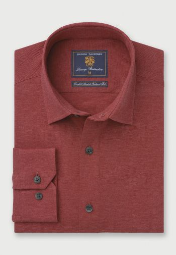 Regular and Tailored Fit Wine Knitted Cotton Shirt
