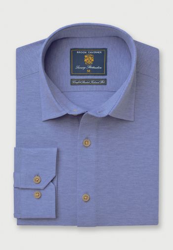 Regular and Tailored Fit Sky Blue Knitted Cotton Shirt