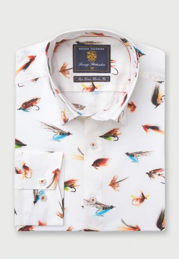 Regular Fit Fly Fishing Print Cotton Shirt