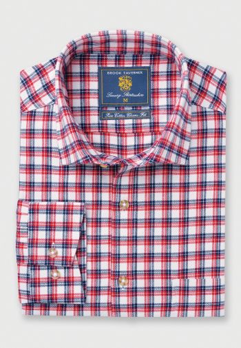 Regular Fit Red Check 35" Check Cotton Shirt
