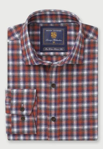 Tailored Fit Rust Check 36.5" Sleeve Cotton Shirt