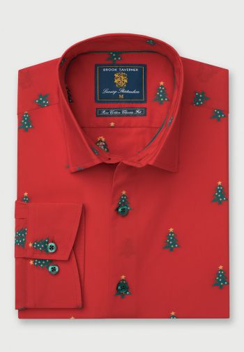 Regular Fit Christmas Tree Jacquard Shirt