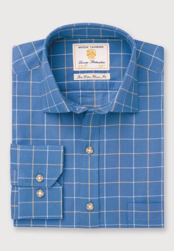 Regular Fit Blue Tattersall Check Cotton Shirt