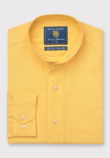 Tailored Fit Lemon Grandad Collar Popover Shirt