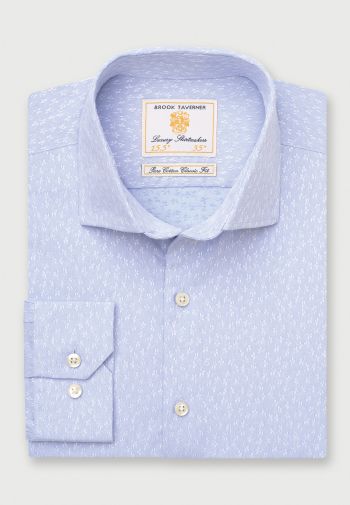Tailored Fit Sky Blue Floral Jacquard Cotton Shirt