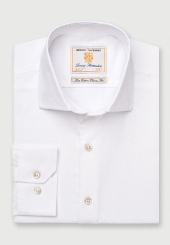 Tailored Fit White Floral Jacquard Cotton Shirt