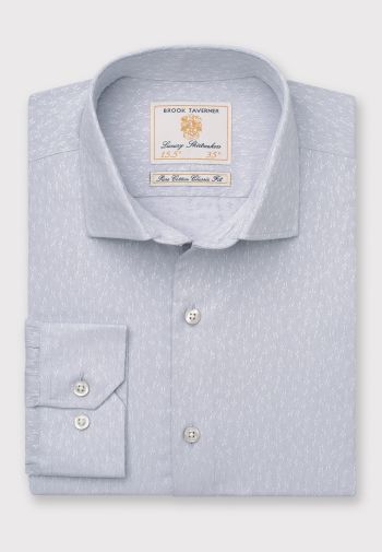 Regular Fit Silver Grey Floral Jacquard Cotton Shirt