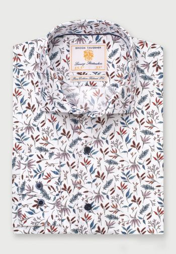Regular and Tailored Fit Multicolour  Leaf Print Cotton Shirt