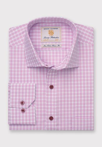 Regular and Tailored Fit Pink Check Cotton Shirt