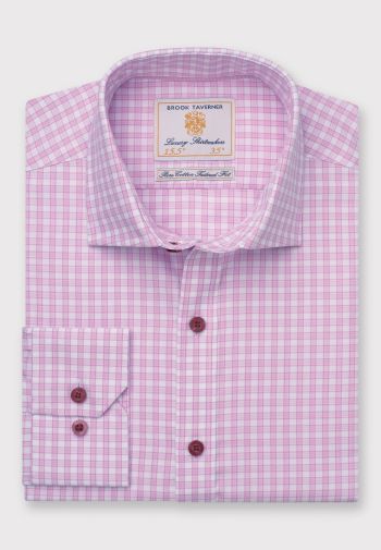 Tailored Fit Pink Check Cotton Shirt