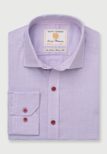 Tailored Fit Pink and Blue Dobby Cotton Shirt