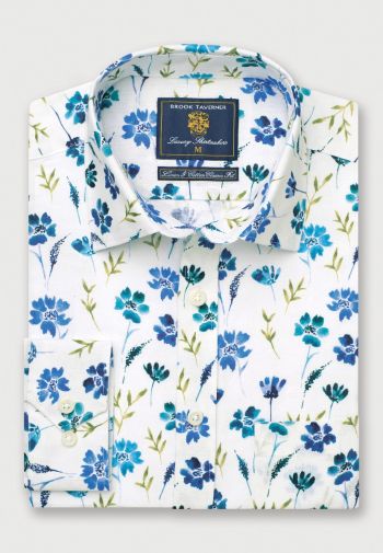 Regular and Tailored Fit Meadow Print Linen Cotton Shirt