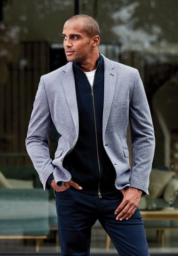 Tailored Fit Becker Blue Knitted Puppytooth Jacket