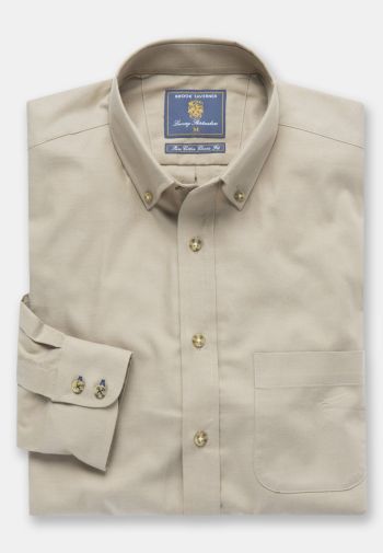 Regular Fit Stone Brushed Cotton Twill Shirt