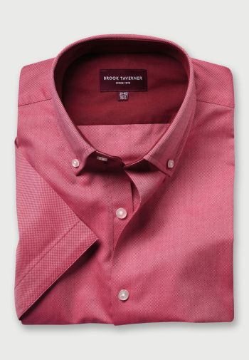 Tailored Fit Calgary Red Oxford Short Sleeve Shirt