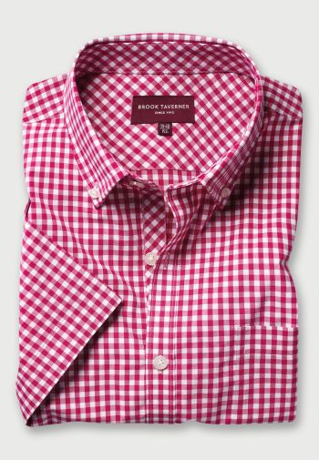Tailored Fit Portland Red Gingham Short Sleeve Shirt