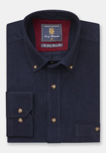 Regular Fit Navy Corduroy Cotton Shirt