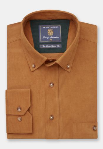Regular Fit Gold Corduroy Cotton Shirt