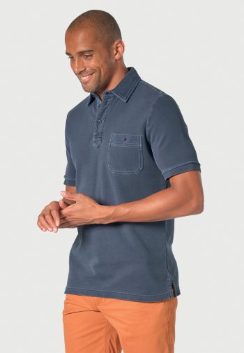 Agassi Pure Cotton Navy Washed Pique Polo Shirt