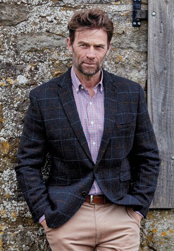 Tailored Fit Aird Blue Check Harris Tweed® Jacket - Waistcoat Optional