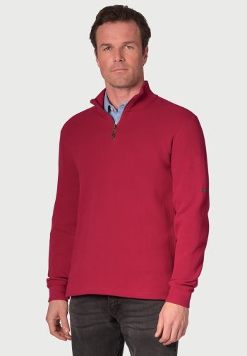 Ambrose Cherry Pure Cotton Zip Neck Sweatshirt