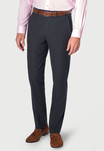Tailored Fit Amiss Navy Linen Cotton Stretch Trouser