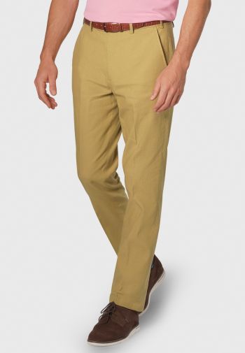 Tailored Fit Amiss Sand Linen Cotton Stretch Trouser