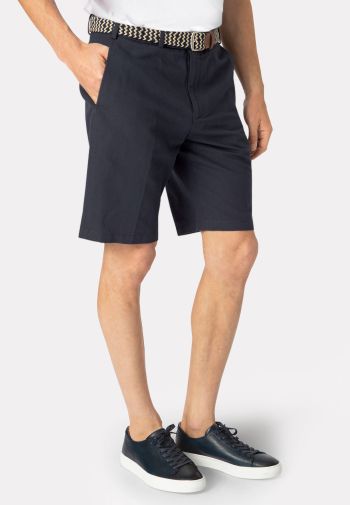 Amiss Stretch Linen Cotton Navy Shorts