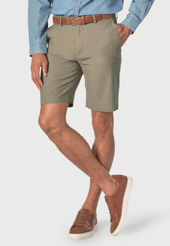Amiss Khaki Stretch Linen Cotton Shorts