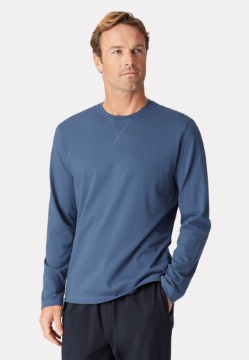 Arnold Pure Cotton Denim Blue Long Sleeve T-Shirt