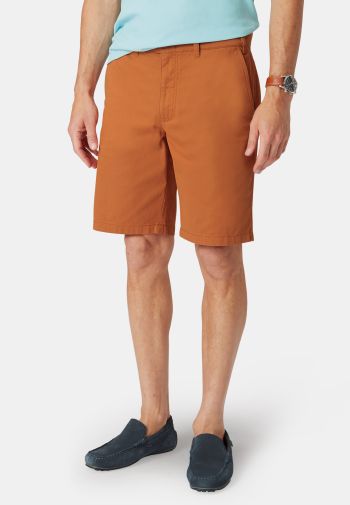 Ashdown Stretch Cotton Burnt Orange Chino Shorts