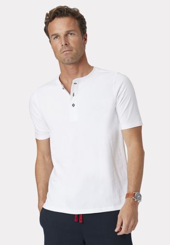 Askrigg Pure Cotton White Henley T-Shirt