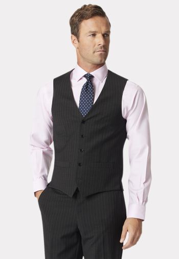 Tailored Fit Charcoal Stripe Waistcoat