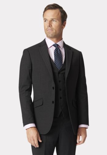 Tailored Fit Avalino Charcoal Pinstripe Suit Jacket