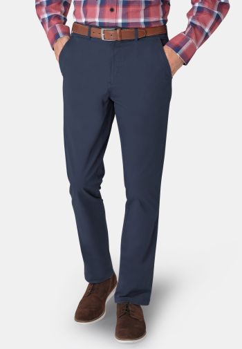 Regular and Tailored Fit Ben Airforce Blue Non-Iron Cotton Stretch Chino