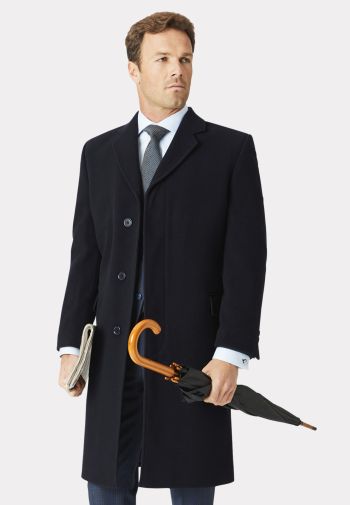Bond Navy Wool Cashmere Overcoat