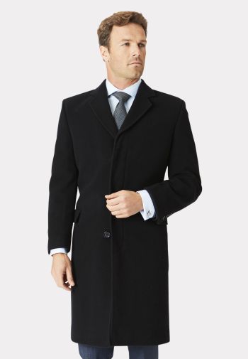 Bond Black Wool Cashmere Overcoat
