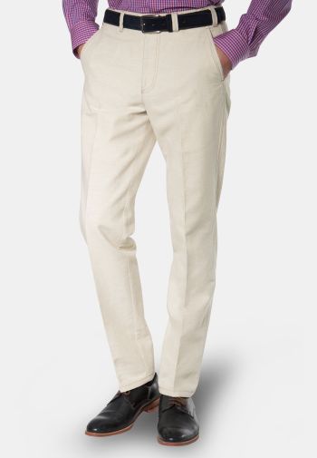 Tailored Fit Buckland Stone Cotton Linen Trouser