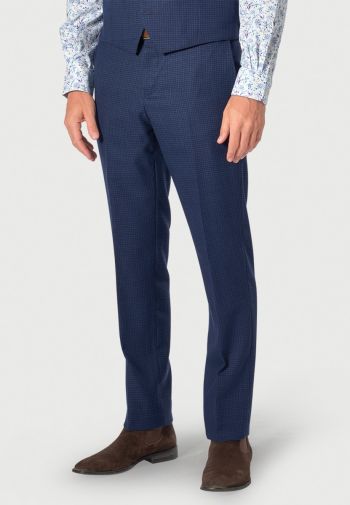 Tailored Fit Calder Blue Puppytooth Check Wool Rich Suit Trouser