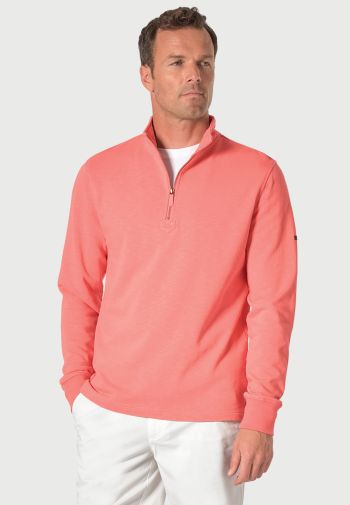 Cash Pure Cotton Coral Zip Neck Sweatshirt
